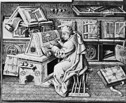 The scribe Jean Mielot writing at his desk, fifteenth century