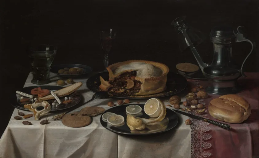 Pieter Claesz, Still Life, detail of a bread roll